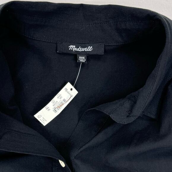 Madewell Collared Button Front Mini Shirtdress Womens XXS True Black - Picture 3 of 13